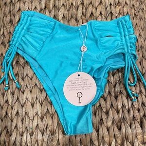 P2F movement shiny tricot teal bikini bottoms
